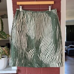 Preston & York Green and White Zebra Print Striped A-Line Skirt